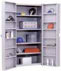 DEEP DOOR CABINETS Padlock hasp (cannot be accessed by bolt cutters) helps secure the contents of this deep door high-density storage cabinet Four reinforced adjustable main shelves are complemented