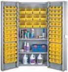 capacity per shelf Incorporates louvered bin hanging panels welded into the cabinets doors CABINETS ONLY Model Dimensions Wt. No. Description W" x D" x H" lbs.