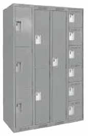 LOCKERS CLEAN LINE TM ECONOMY LOCKERS Fully assembled, prime grade cold rolled steel locker All-welded frame with panels and doors assembled with pop rivets 20-gauge double pan construction doors,