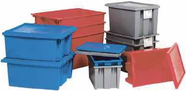 STACK & NEST CONTAINERS STACK & NEST TOTES Will stack with or without lids for maximum storage and shipping Ability to stack and can be turned 180 to nest when empty Textured bottoms ensure safe and