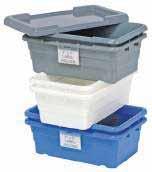 QUANTUB NESTING TOTES High-density polyethylene Rolled top rim for comfortable grip Six 1/4" position drill holes on bottom allow for drainage Dimensions: 24 1/2" L x 19" W x 9 1/2" H Injection