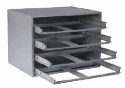 SMALL PARTS COMPARTMENT STEEL SCOOP BOXES Manufactured of prime cold rolled steel Choose from between 8 to 32 fixed compartment boxes Small box dimension: 13 3/8" x 9 1/4" x 2" Large box dimension: