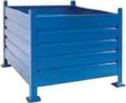 Overall dimensions: 34 1/2" x 40 1/2" x 32 1/4" Stackable up to 5 high 15 cu.ft. capacity Deck capacity: 2500 lbs. mesh deck, 3000 lbs. sheet metal deck Blue enamel finish Model Wt. No. Style lbs.