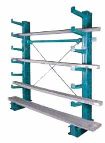 RACKING/SHELVING CANTILEVER BAR-STOCK RACKING LIGHT-DUTY All-welded components assemble easily Seven 12" adjustable arms per column side Capacity per level: 1000 lbs. Dim.