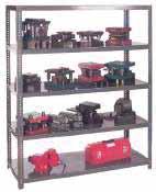 RACKING/SHELVING EXTRA HEAVY-DUTY SHELVING DESIGNED TO HOLD THE HEAVIEST LOADS Clear access on all four sides Excellent for storage of dies, fixtures, jigs or any heavy material Formed angle 2" x 2"