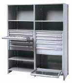 RACKING/SHELVING INTEGRATED SHELVING DRAWER INSERTS FOR METALWARE SHELVING Integrated drawer inserts allow easy install directly into existing or new shelving