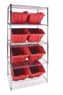 and most acids Ideal in production or for parts storage NSE certified Assembly required Unit's total capacity should not exceed 2000-lb. RL815 RL826 RL820 RL837 WIRE SHELVING Model Shelving Size No.