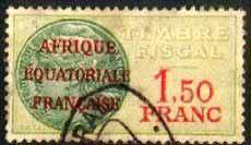 Enregistrement stamp, surcharged and with three bars through previous value and ENREGISTREMENT, in red (R), for use as general revenue (especially for receipts). 32. 0FR.25 on 1F blue & black (R)... 25.
