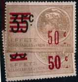 Native head. Underprint in second colour. Perf 13x13½. 2. 5F brown & pale buff... *10.00 1934. Effets stamps of France, surcharged in red (R).
