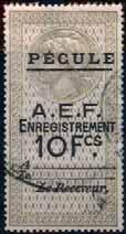 8 Type F2) typeset PÉCULE but still individually handstamped, often at a slight angle,. 1931..E.F. Dimension stamps, ovpt normally reading up.. 10. 3F lilac & red... 20.