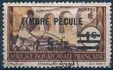 Stamps of Gabon with bars and ovpt FRIQUE EQUTORILE / FRNCISE, further ovpt PÉCULE (4mm high) and surcharged, in red (R). 20. 2F on 2c black on pink (R)... 150.00 21.