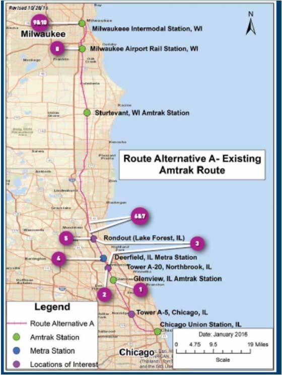 Milwaukee-Chicago Passenger Rail: Increasing to 10 Daily Round trips Railroad infrastructure projects (6 in Illinois, 3 in Wisconsin) needed to accommodate additional trains and maintain reliability