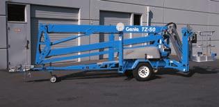 Industry-Leading Working Range For the ultimate in towable reach and range, you can t beat the Genie TZ -50 trailer-mounted boom lift. With a working height of 55 ft 6 in (17.09 m), 29 ft 2 in (8.