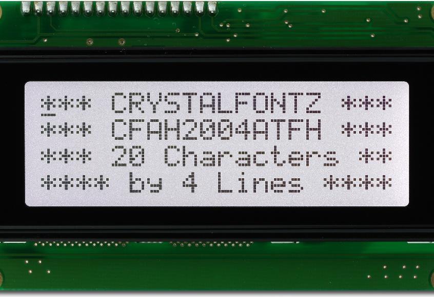 LCD Character Display 20 character by 4 line display 4 bit to 8 bit parallel interface: Easier to implement 60 mm Faster data transfer Space