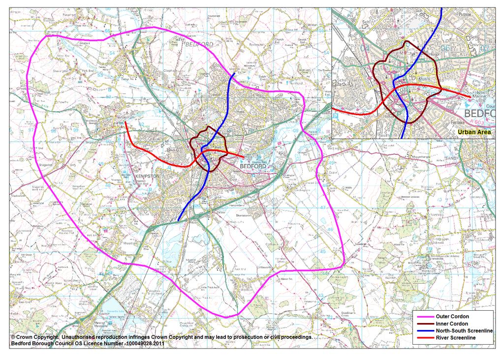 Figure 3-2 Cordons and Screenlines Signal Data 3.6 Bedford Borough Council provided 2011 traffic signal data taken from their records. Additional Data 3.