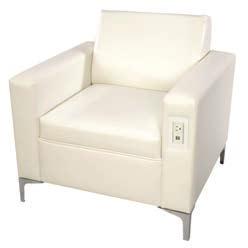 Leather E-12 Charged Loveseat White Leather E-13 Charged Chair White Leather