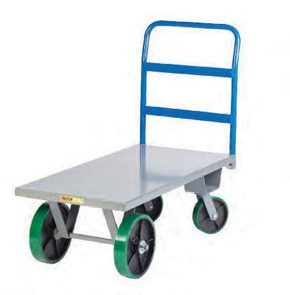 Heavy-Duty Platform Trucks Sturdy all-welded unit is constructed of a formed 12 gauge steel deck with extra reinforcement on underside. Removable pipe handle is 1-5/16 OD and has two cross braces.