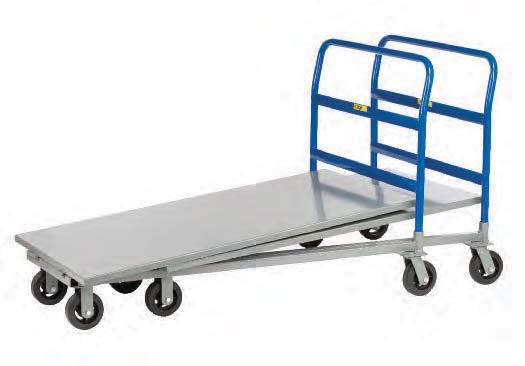 SHEET & PANEL PLATFORM HANDLING TRUCKS High-End Platform Truck Narrow 16-inch wide steel deck is ideal for busy aisles, or 24-inch for more loading capacity.