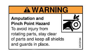 Figure 6: Moving Parts Warning Decal Caustic liquid / chemical burn and gases inhalation hazard.