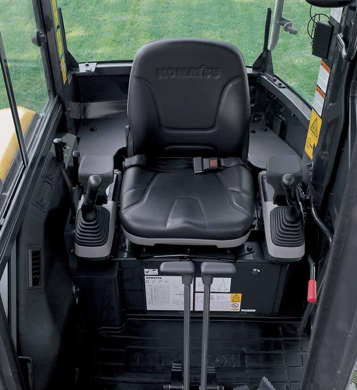 M INI-EXCAVATOR OPERATOR'S ENVIRONMENT The spacious cab has been developed with exceptional care for details, making the work environment noiseless and comfortable.