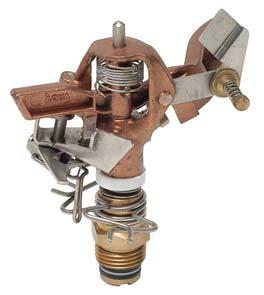 1300051 1/2 Part Circle Metal Sprinkler - FULL CIRCLE Available in 1/2 BSP/NPT Male Thread Connection Bronze Body & Arm Brass Bearing Sleeve & Nipple Stainless Steel Springs & Pivot Pin Trojectory