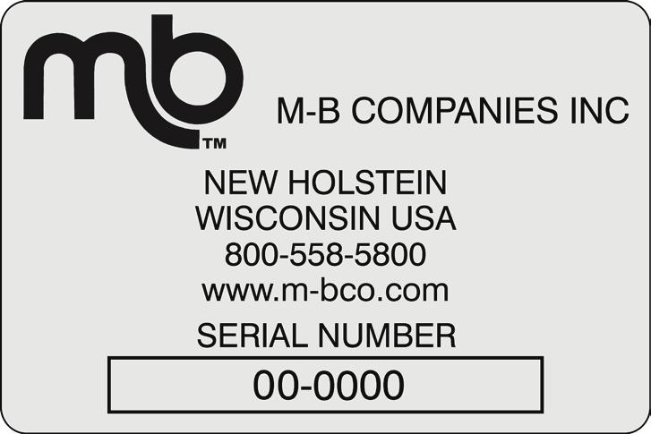IDENTIFICATION NUMBERS When contacting your authorized dealer for information, replacement parts or service, you MUST have the model and serial number of your unit.