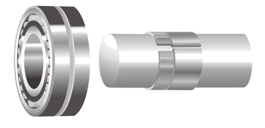 The Float bearing is designed to float axially within the housing to accommodate any shaft expansion or contraction due to temperature changes of the shaft or support frame.