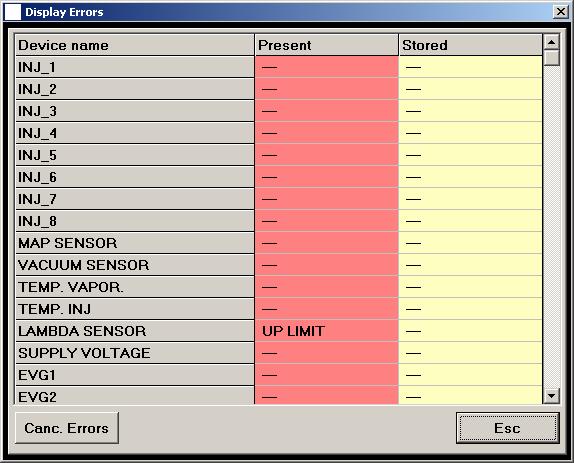 4.1 The folder Errors visualization During the normal operation, the ECU periodically check the functionning of some component the equipment.
