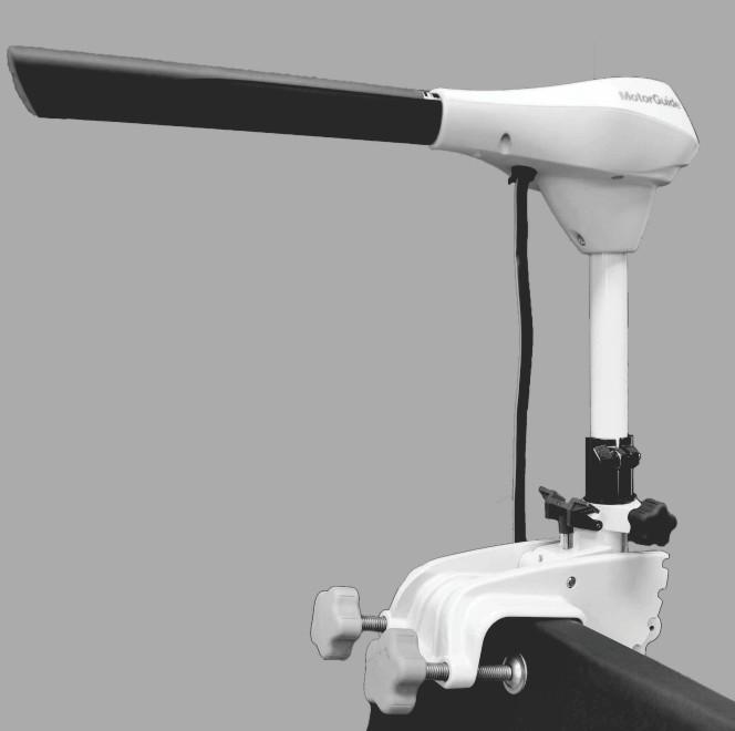 TROLLING MOTOR INSTALLATION AND OPERATION Transom Mount Installation NOTE: The R5 trolling motor will fit transoms up to 7.62 cm (3 in.) thick. 1. Place the trolling motor on the transom of the boat.