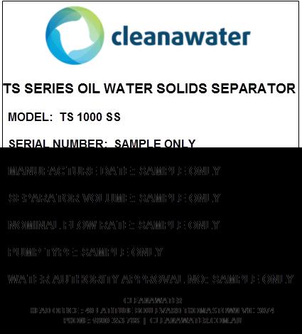 WARRANTY TERMS Pump Warranty Manufacturer s warranty is 12 months from the date of sale unless specified Oil Separator Warranty The Cleanawater oil separator is supplied with a 5 year perforation