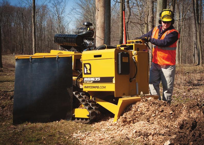 SUPER Jr STUMP CUTTERS Shown: RG1635 Trac Jr Swing-Out Control Station Rubber Track