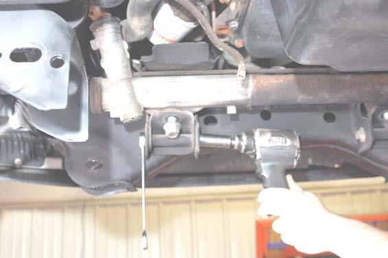 Also remove the bolts from the rack and pinion mounting plates using 8mm wrench.