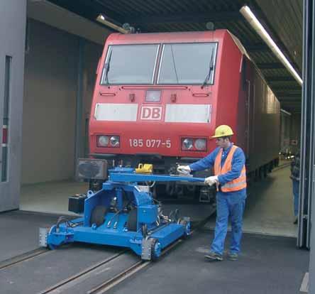 The wagon is secured to the railcar mover by means of the towbar.