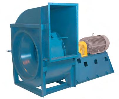 The impeller is mounted between the bearings and supported by the fan housing, which makes it a structurally sound, compact, and economical arrangement.