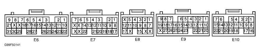 Fig. 3: Identifying ECM Terminals Courtesy of TOYOTA MOTOR SALES, U.S.A., INC. TRANSPONDER KEY COIL Check continuity between transponder key coil terminals No. 1 and 2.