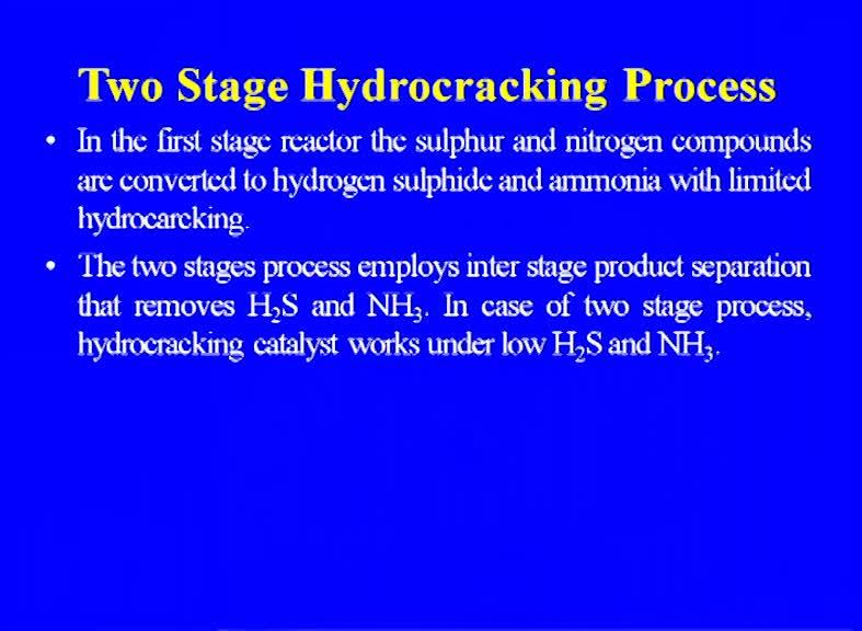 (Refer Slide Time: 38:29) (Refer Slide Time: 38:53) This is the two stage hydro cracking process where we are having the reactor 1, reactor 2, reactor