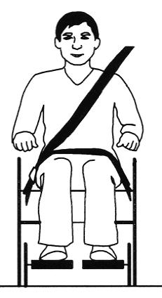 * Secure the wheelchair to the vehicle, using the 4-point strap-type tiedown system.