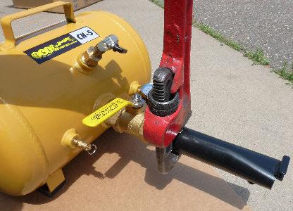 5 To install the discharge valve and threaded barrel use a large pipe wrench or a
