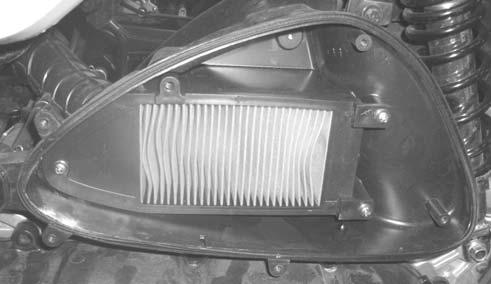 CHANGE INTERVAL More frequent replacement is required when riding in unusually dusty or rainy areas. The air cleaner element has a viscous type paper element.