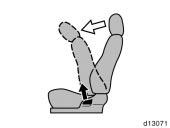 Tilting driver s seatback for rear seat entry Moving passenger s seat for rear seat entry CAUTION After putting back the seat, try pushing the seat forward and rearward to make sure it is secured in