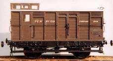The two versions of the PBV are identical above the solebars (except for handrails), with the 1864 version having a slide brake and the 1892 version having clasp brakes and auto vacuum pipes.