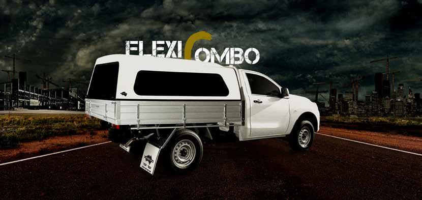 Features - FlexiCombo tray and canopy Al Tough yet light weight Fiberglass body construction Durable textured finish body Aluminium tray construction Colour coding finish available Tinted safety