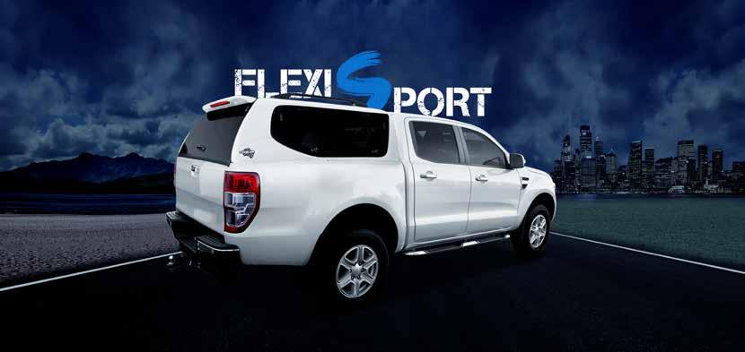 Features - FlexiSport canopy Tough built ute canopy Fiberglass construction Smooth high gloss finish Colour coding finish Tinted safety glass windows Spoiler ~ LED brake light Rear window demister