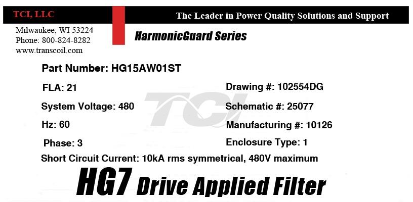 Product Description HG7 Drive-Applied Harmonic Filter The HG7 is a drive-applied harmonic filter designed and developed by TCI to reduce the harmonic currents drawn from the power source by variable