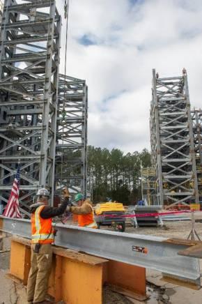 Figure 6. Left, LOX Test Stand 4697 under construction. Right.