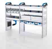 plinth shelf with 4 S-BOXXes and wide S-BOXX Shelf with 2 M-BOXXes, one with handle shelf tray with mats and dividers base plinth shelf with