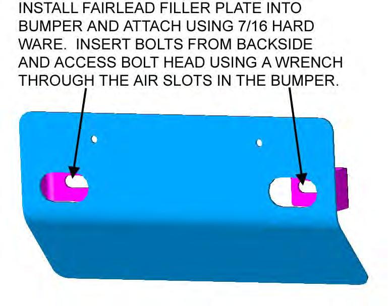Figure 8a. Using a winch. If you are not using a winch, install the fairlead filler plate and bolt the license plate to that.