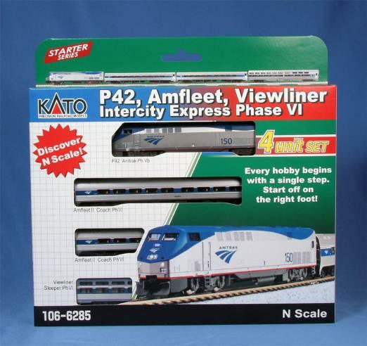 Part of Kato USA s Starter Series, the Amfleet & Viewliner Intercity Express Phase VI boxed sets are perfect for modelers looking to get into Amtrak modeling with an easy to