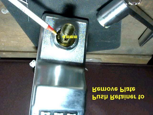 Push retainer to remove keypad side plate Install