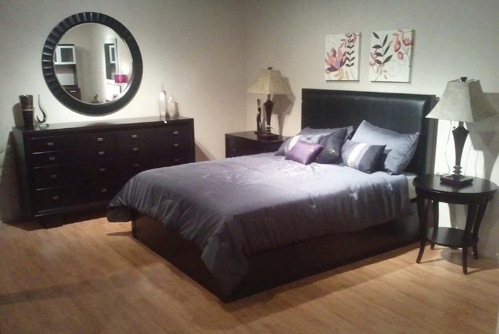 21245 Upholstered Bed available with a storage platform or standard footboard and rails 21230 Night Table 36w 18d